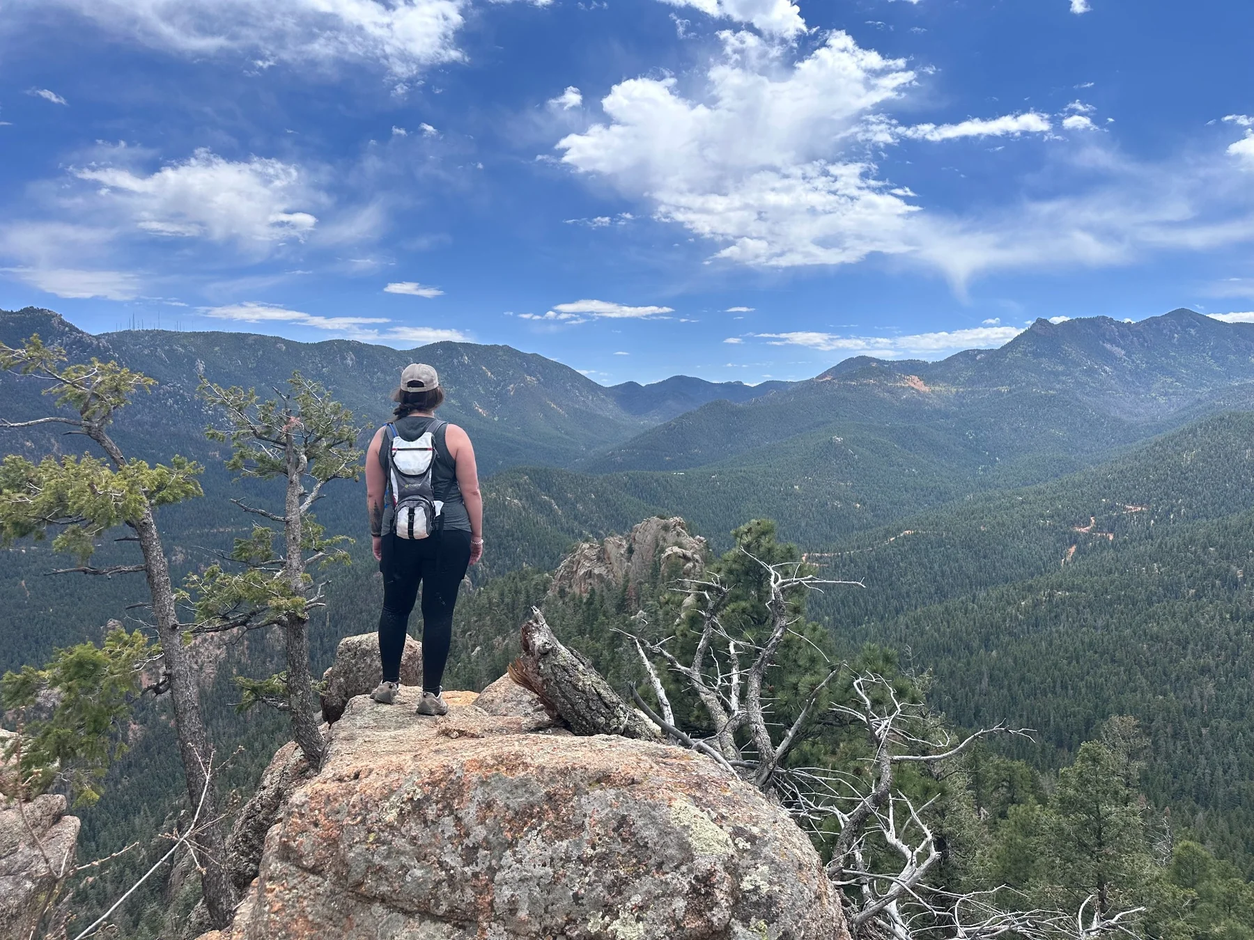Stacey looking over a vast Colorado mountain landscape